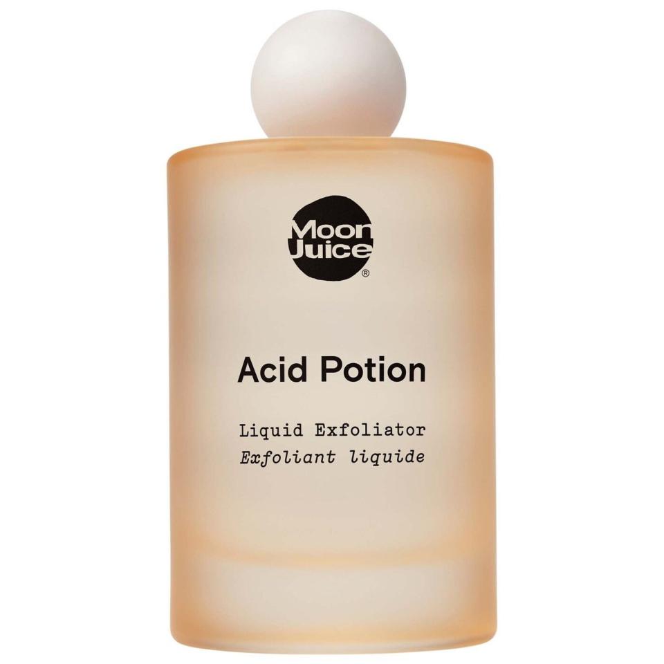 <p><a href="https://go.redirectingat.com?id=74968X1596630&url=https%3A%2F%2Fwww.sephora.com%2Fproduct%2Fbeauty-shroom-exfoliating-acid-potion-P435800&sref=https%3A%2F%2F" rel="nofollow noopener" target="_blank" data-ylk="slk:Shop Now;elm:context_link;itc:0;sec:content-canvas" class="link ">Shop Now</a></p><p>Acid Potion Liquid Exfoliator</p><p>sephora.com</p><p>$42.00</p><span class="copyright">Moon Juice</span>