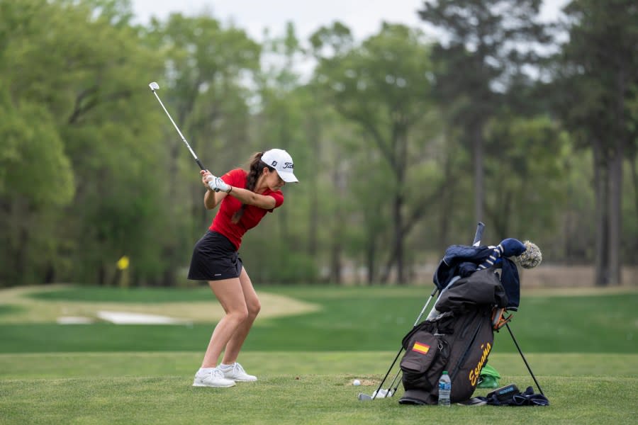 Andrea Revuelta of Spain practices on the driving range prior to the Augusta National Women’s Amateur at Champions Retreat Golf Club, Monday, April 1, 2024. (Photo courtesy: ANGC)