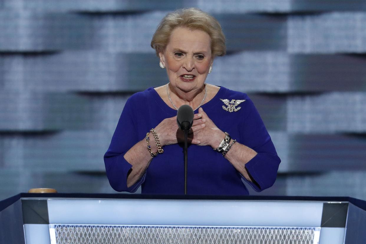 Former Secretary of State Madeleine Albright speaks during the second day of the Democratic National Convention in Philadelphia, July 26, 2016. 