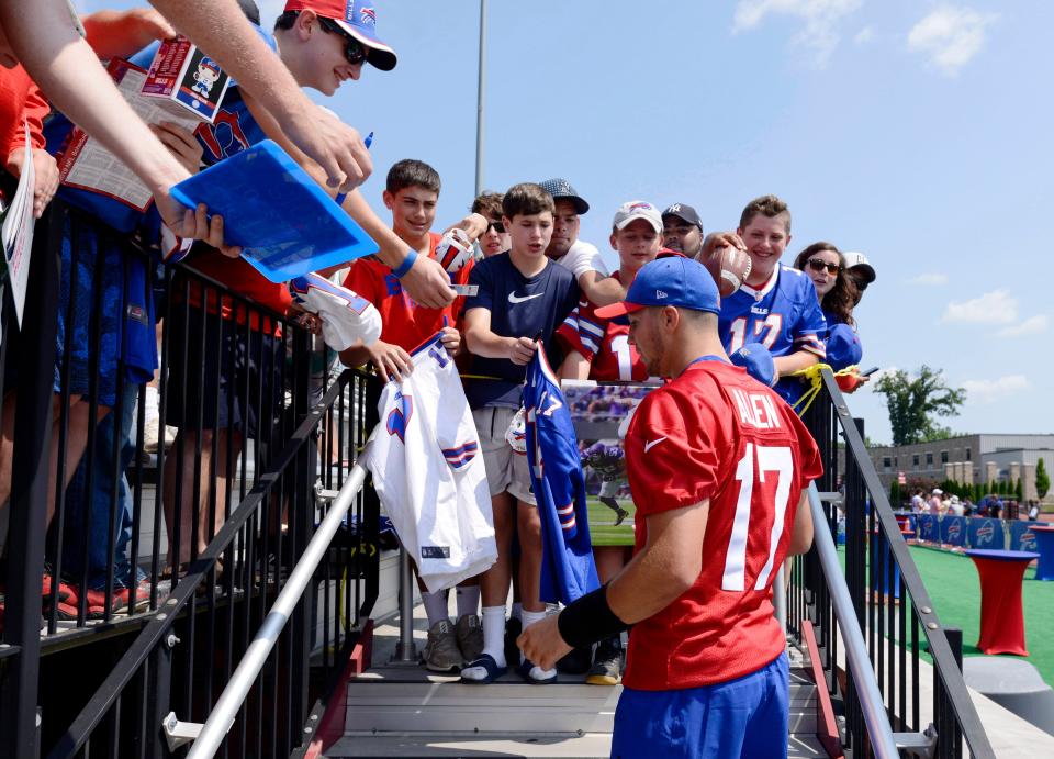 Josh Allen signing autographs in 2019 at St. John Fisher College.