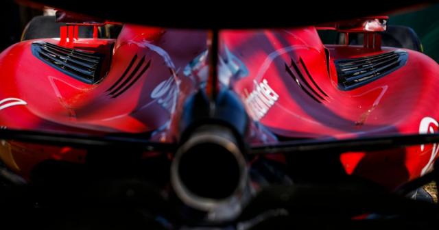The rear of Charles Leclerc-driven Ferrari SF-23. Australia April 2023 Credit: Alamy