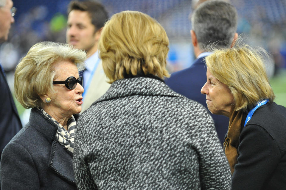 Martha Firestone Ford, left, has stepped down as Detroit Lions owner and chairman, giving way to her daughter, Sheila Ford Hamp, right. (Photo by Steven King/Icon Sportswire) (Photo by Steven King/Icon Sportswire/Corbis/Icon Sportswire via Getty Images)