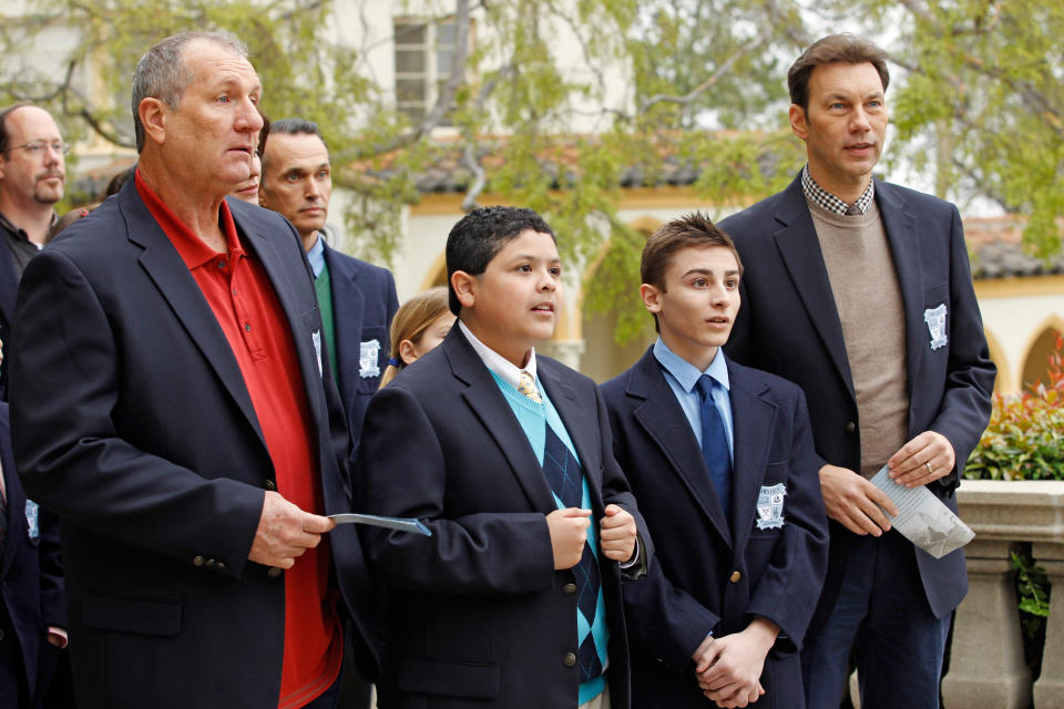 Ed O'Neill (left), Rico Rodriguez (2nd from left), Brian Palermo (right), "The Future Dunphys."