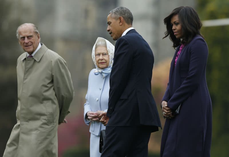 Barack und Michelle Obama mit der Queen und Prinz Philip im Jahr 2016. [Bild: PA]