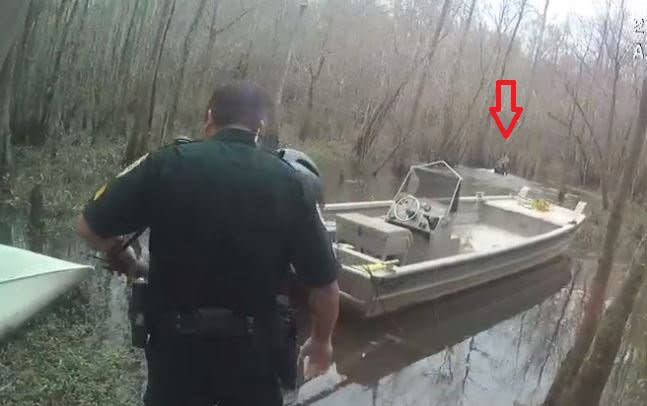 Dusty Mobley evaded sheriff's deputies on Jan. 3 by diving into a swamp along the Yellow River after they tried to talk to him in reference to a $40,000 stolen boat.  (Okaloosa County Sheriff's Office)