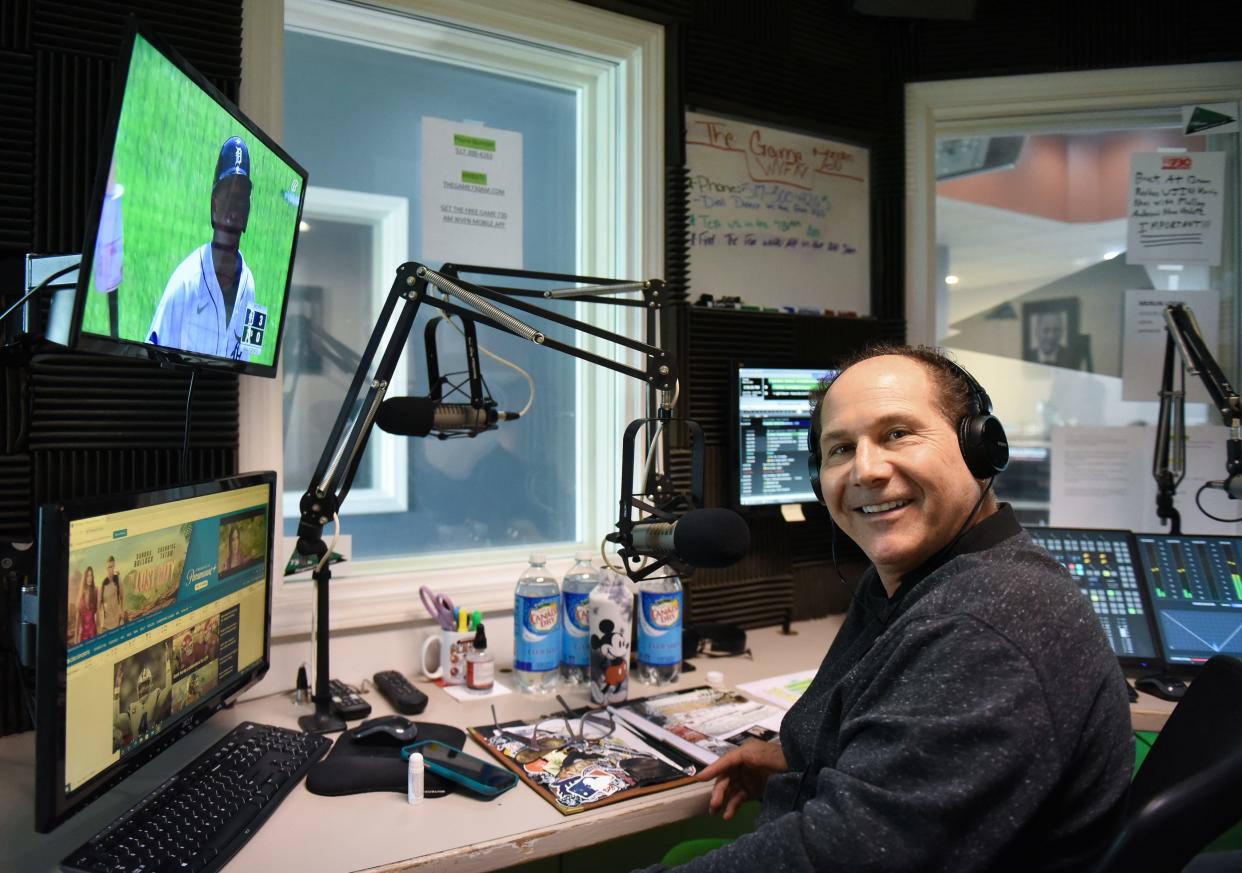 David "Mad Dog" DeMarco of The Mad Dog Show pictured Tuesday, May 10, 2022, in his studio at Town Square Media in Lansing. A staple of the Lansing sports talk radio scene for the past 26 years, DeMarco is retiring Friday, May 13.