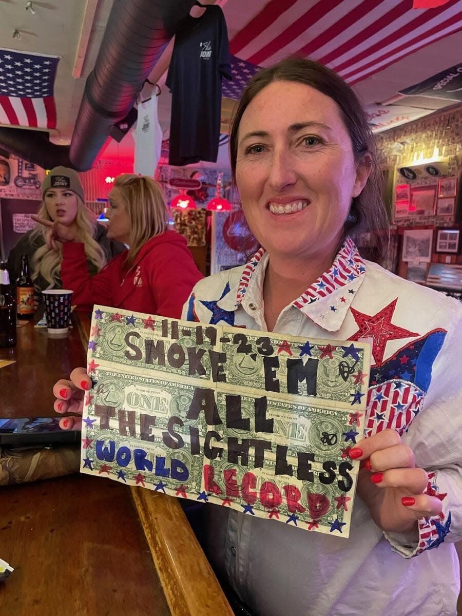 Yermo’s Britney Swenson and her sightless equine companion “Smoke,” unofficially set a new Guinness World Record for the fastest time on a blind horse to maneuver a course.