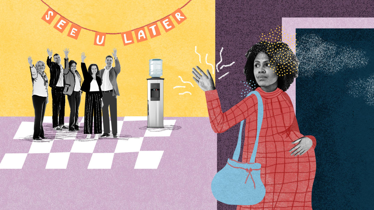 These women say they were warned that having a baby would hurt their career. (Image: Getty; illustration by Natalie Nelson for Yahoo)