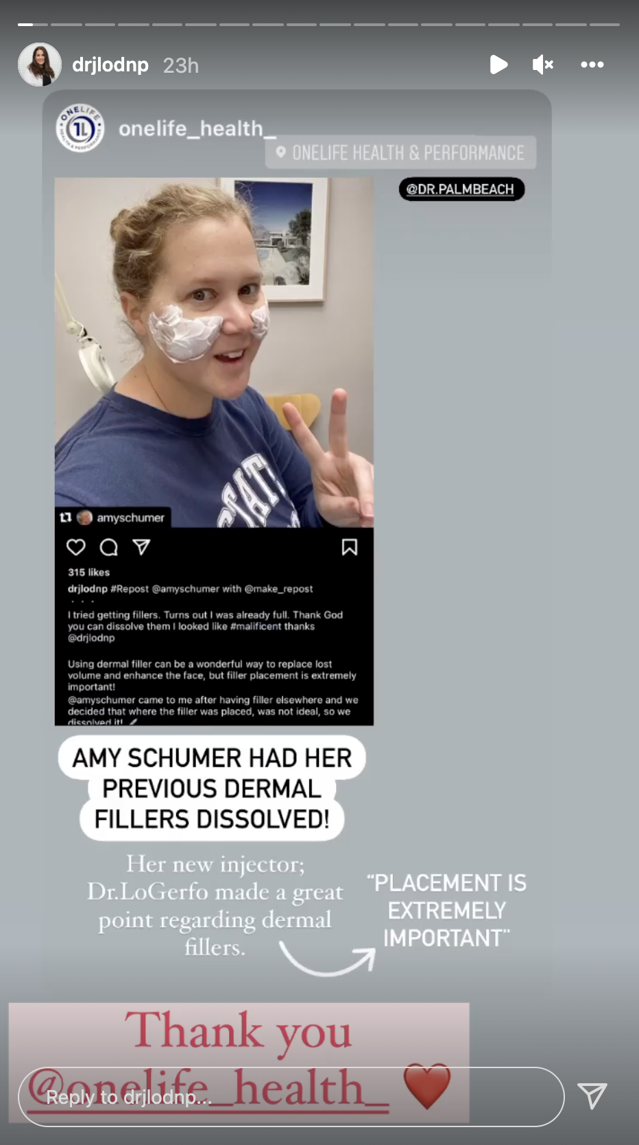 Screenshot of Amy Schumer's post