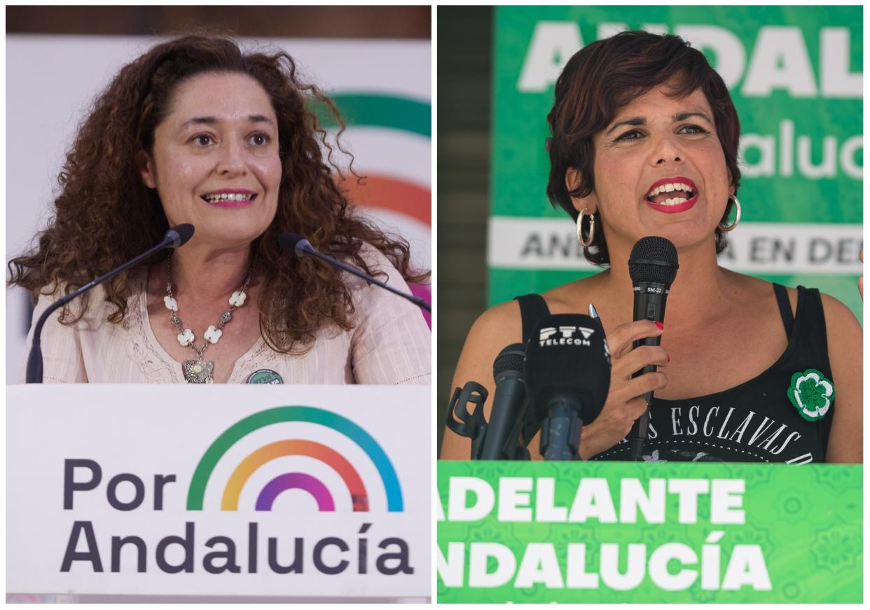 Inma Nieto y Teresa Rodríguez, cabezas de lista de las coaliciones de izquierda Por Andalucía y Adelante Andalucía. (Foto: Joaquin Corchero / Europa Press / Getty Images / Jesus Merida / SOPA Images / LightRocket / Getty Images).