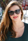 Celebrities wearing red lipstick: Miranda Kerr finished off her off-duty look with a slick of red lipstick.<br><br>[Rex]