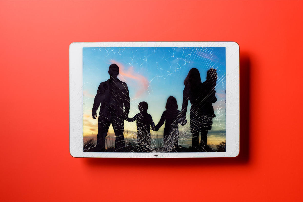 Family on broken tablet screen Photo illustration by Salon/Getty Images