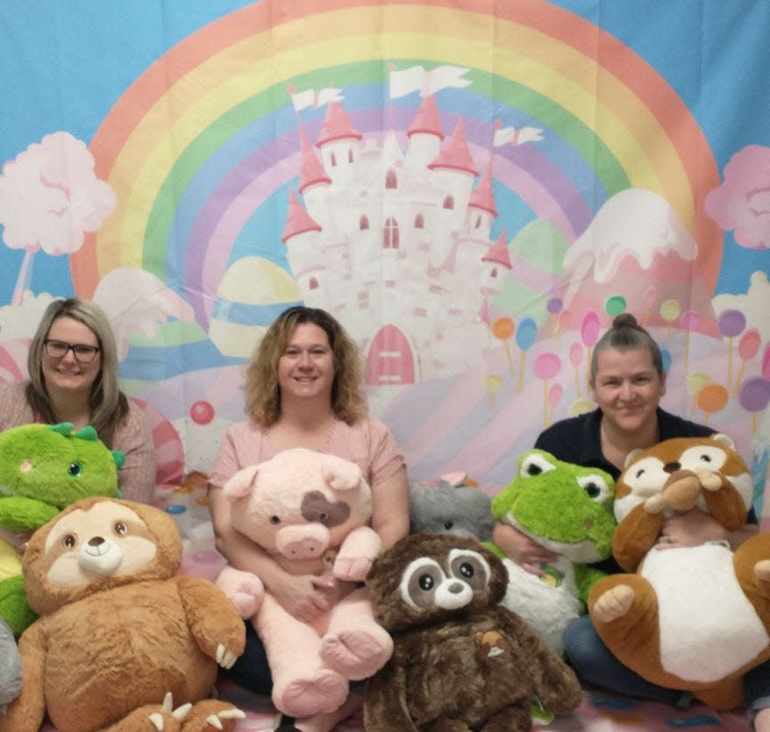 Partners in Candyland Day in Rochester are organizers Sarah Barnett (Jaeger USA), Tammy Thibault (The Rubber Group), Laurie Cohen (Spaulding Composites, Inc.)