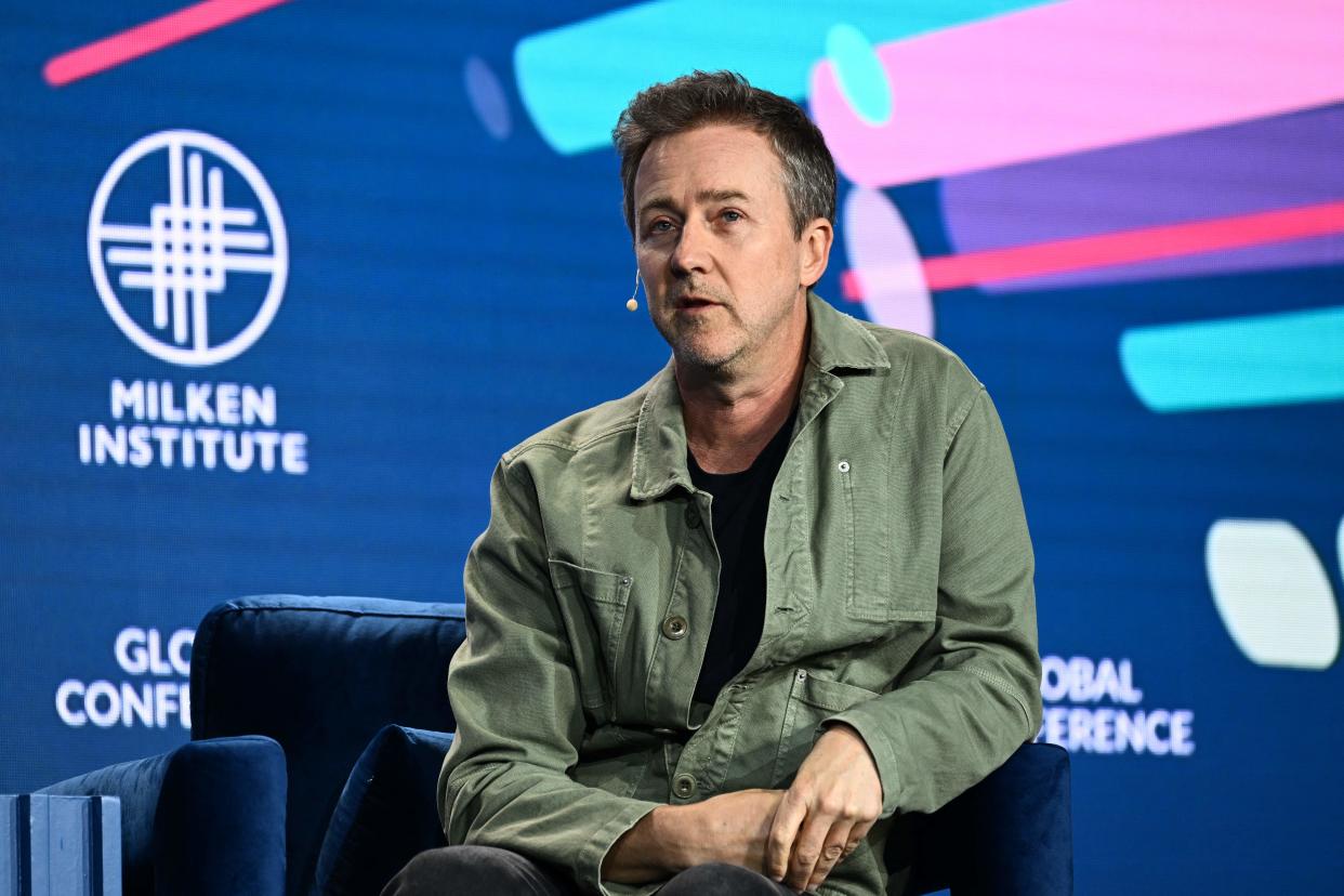 US actor Edward Norton speaks during the Milken Institute Global Conference in Beverly Hills, California, on May 2, 2023. (Photo by Patrick T. Fallon / AFP) (Photo by PATRICK T. FALLON/AFP via Getty Images)