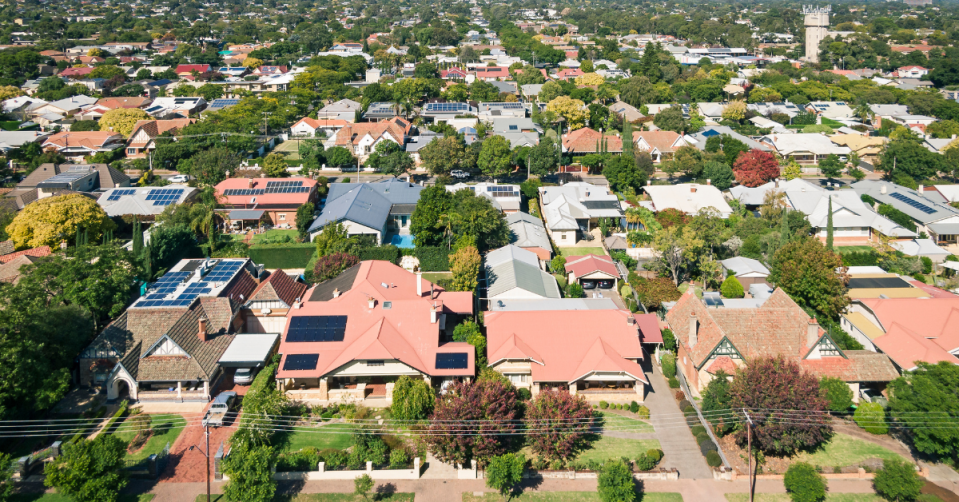 Aerial view of a leafy suburb in Adelaide