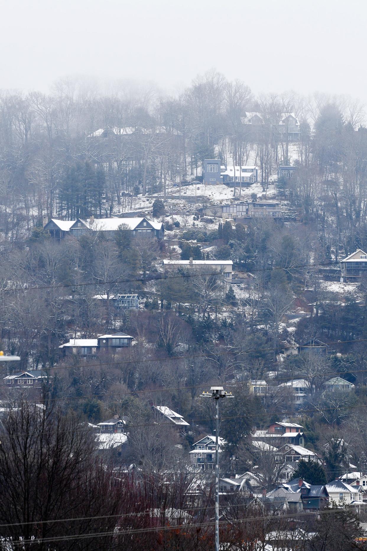 Snow and rain in Asheville.