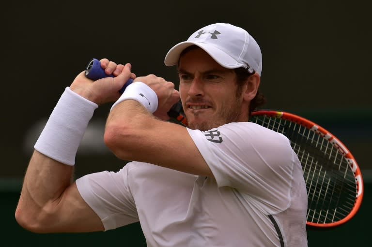 Britain's Andy Murray returns against Robin Haase of the Netherlands, during their men's singles second round match of the Wimbledon Championships, at the All England Tennis Club in south-west London, on July 2, 2015