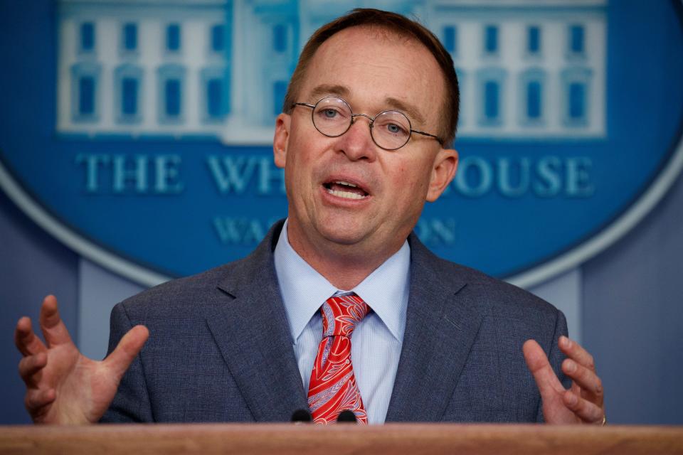 White House chief of staff Mick Mulvaney announces that the G7 will be held at Trump National Doral on Oct. 17, 2019.