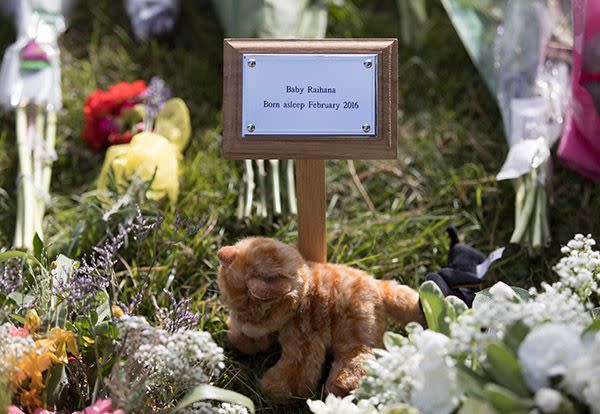 A tribute left at baby Raihana's gravesite. Photo: Getty