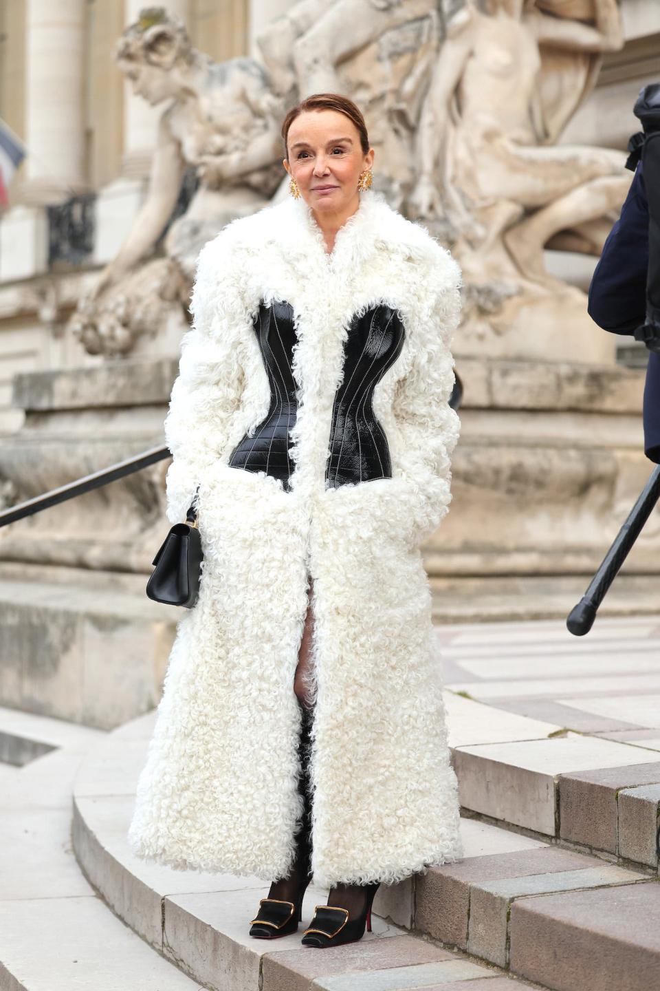 Philippine Leroy-Beaulieu at the Schiaparelli Spring 2023 show during Paris Fashion Week.