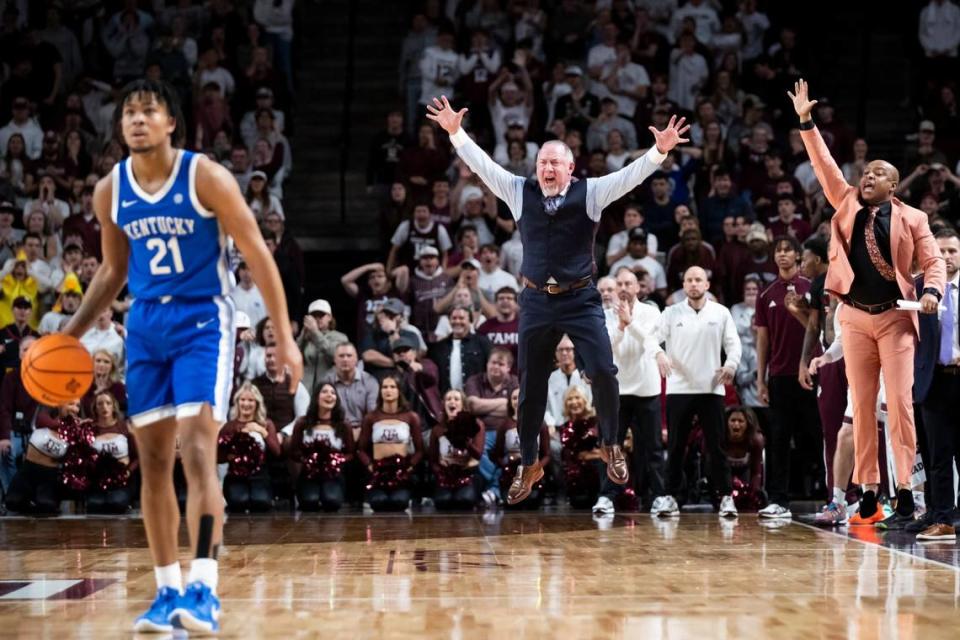 Texas A&M head coach Buzz Williams took some liberties with the coaching box during the Aggies’ win over Kentucky in College Station last month.