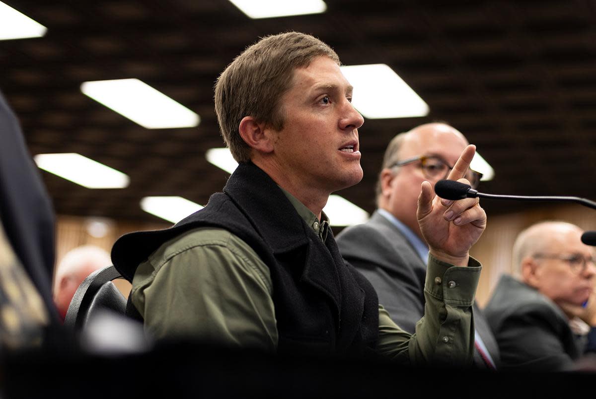 Craig Cowden gives testimony to the house committee investigating the Panhandle wildfires Thursday, April 4, 2024 in Pampa. 
