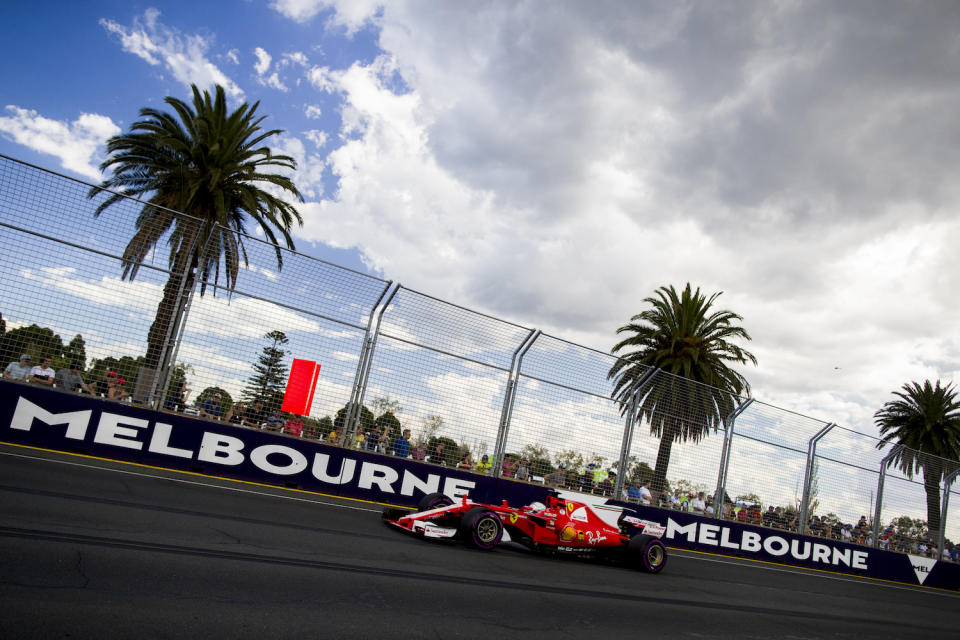 Sebastian Vettel got ahead of Lewis Hamilton after his pit stop. (Getty)