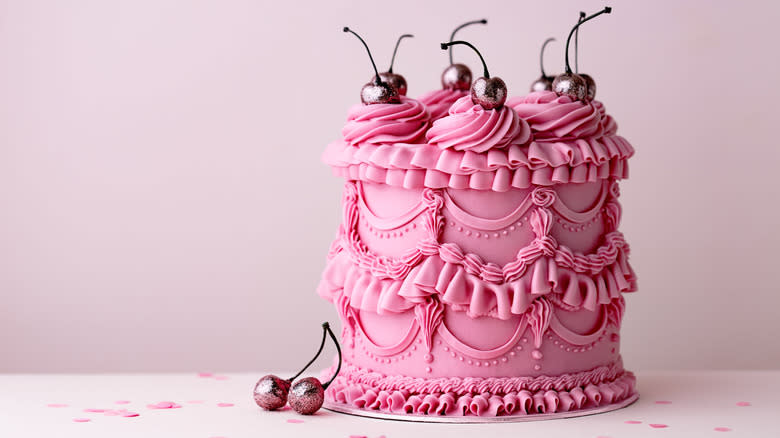 Retro style pink cake