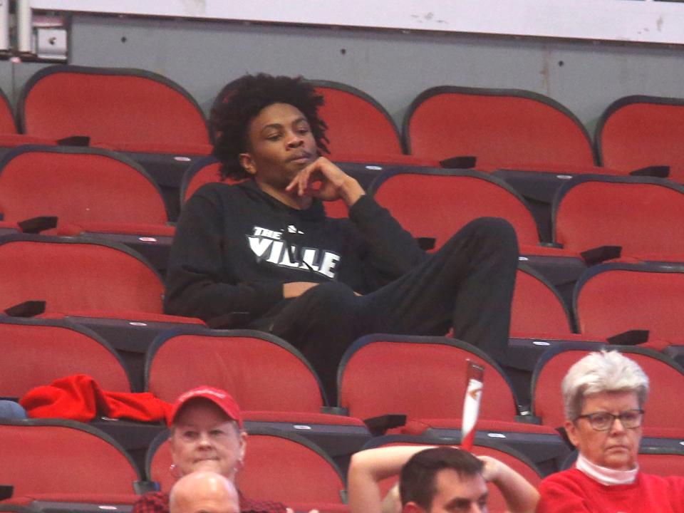 Koron Davis watched the Louisville women's game against Morehead State on Wednesday afternoon at the KFC Yum! Center.