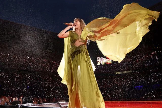 <p>John Shearer/TAS24/Getty</p> Taylor Swift performing at Groupama Stadium on June 2, 2024 in Lyon, France