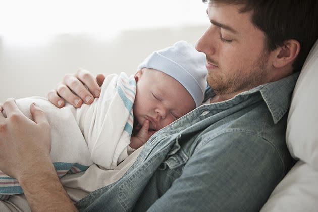 Study finds dads suffer pregnancy symptoms too. Photo by Getty.