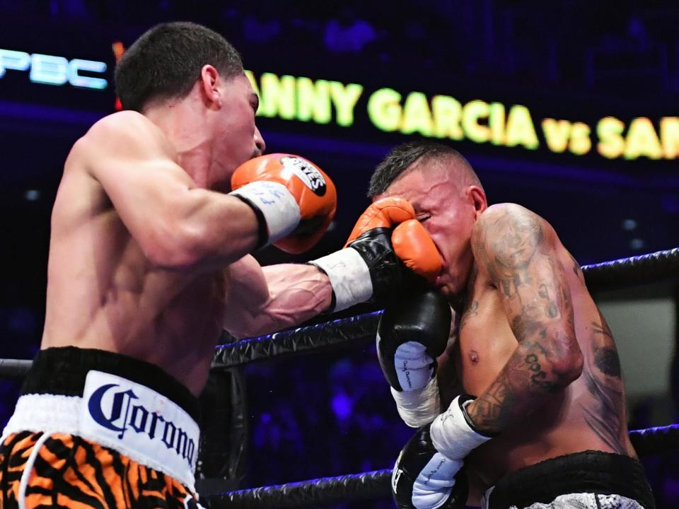 Garcia (L) fights Thurman on Saturday 4 March (Getty)