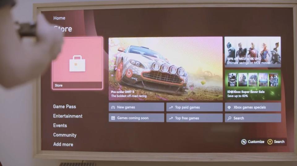 a photo of the xbox series x user interface on a TV