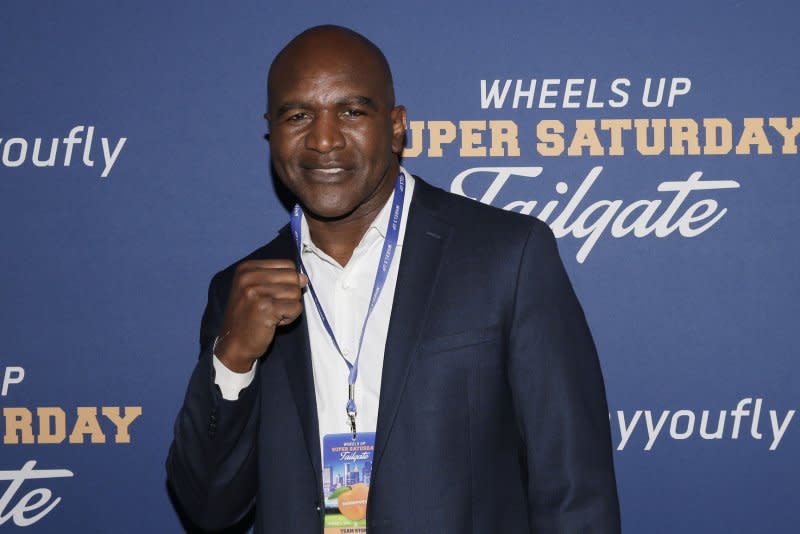 Evander Holyfield attends the Wheels Up Super Saturday Tailgate on February 2, 2019, in Atlanta. The former boxer turns 61 on October 19. File Photo by John Angelillo/UPI