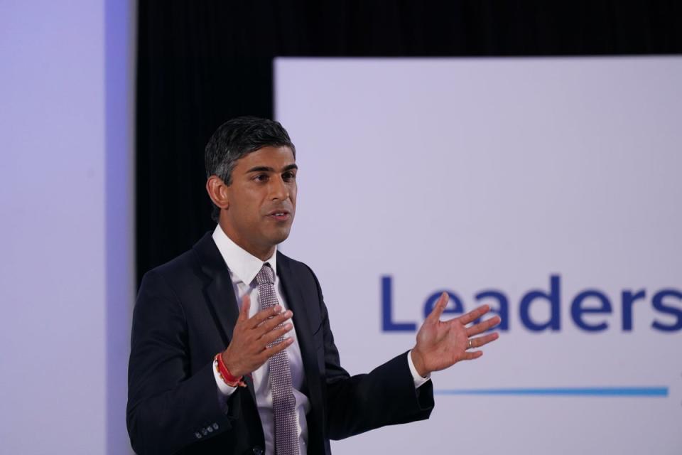 Rishi Sunak speaks during the hustings event (Joe Giddens/PA) (PA Wire)