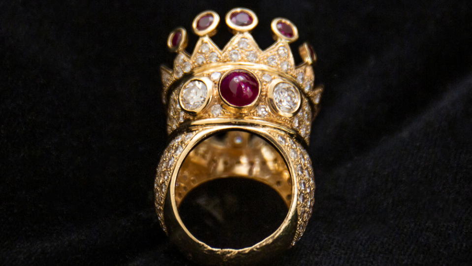 A view of Tupac's golden crown ring, which was sold by Sotheby's. 