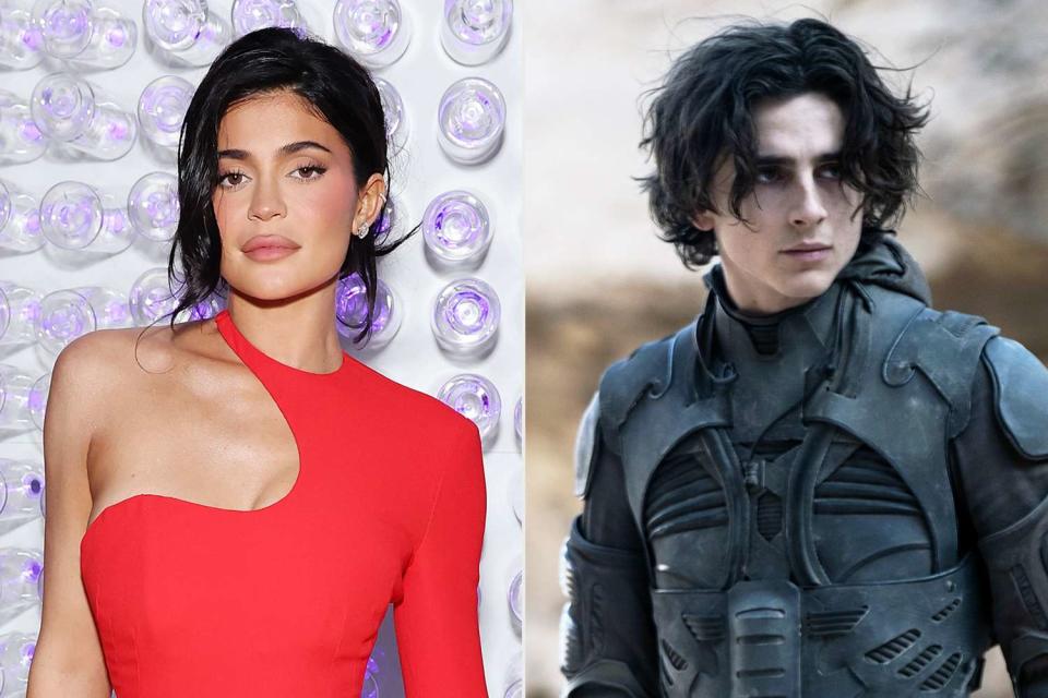 <p>Cindy Ord/Getty; Chiabella James/Warner Bros./Courtesy Everett Collection</p> Kylie Jenner; Timothee Chalamet in "Dune" (2021)