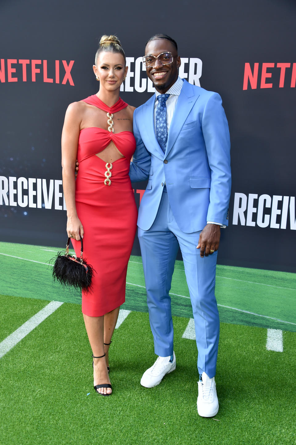 Grete Griffin and Robert Griffin III at Netflix's “Receiver” premiere held at the Tudum Theater on July 9, 2024 in Los Angeles, California.