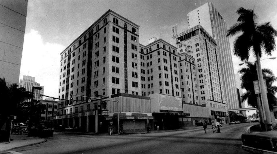 In 1988, Columbus Hotel from Biscayne Boulevard facing west. Miami Herald File