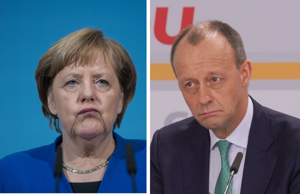 Zu einem Dinner aller noch lebenden CDU-Vorsitzenden sollte auch Angela Merkel kommen - doch die gab Friedrich Merz einen Korb (Bilder: Getty Images)