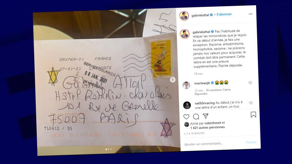 Gabriel Attal va porter plainte après avoir reçu un courrier menaçant. - Instagram - Gabriel Attal