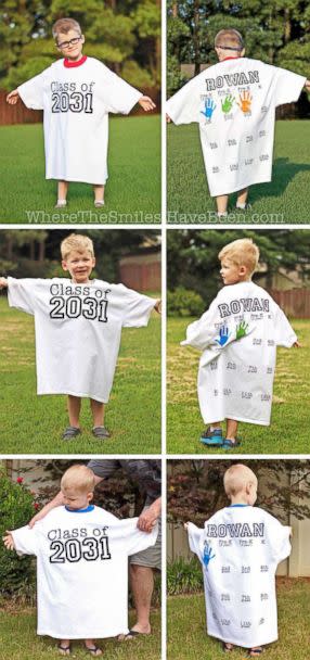 PHOTO: A t-shirt with handprints from the first day of school each year will make a sentimental gift someday. (Christine Backus/Where the Smiles Have Been)