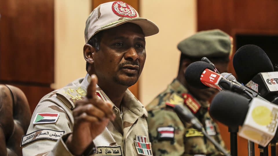 Rapid Support Forces leader Gen. Mohamed Hamdan Dagalo (Hemedti) speaks at a press conference in Khartoum, Sudan, in April 2019.  - AP