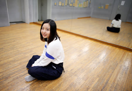 Yuri Harada (19), a student at Waseda University, poses for a photograph at her university in Tokyo, Japan April 9, 2019. Picture taken April 9, 2019. REUTERS/Issei Kato