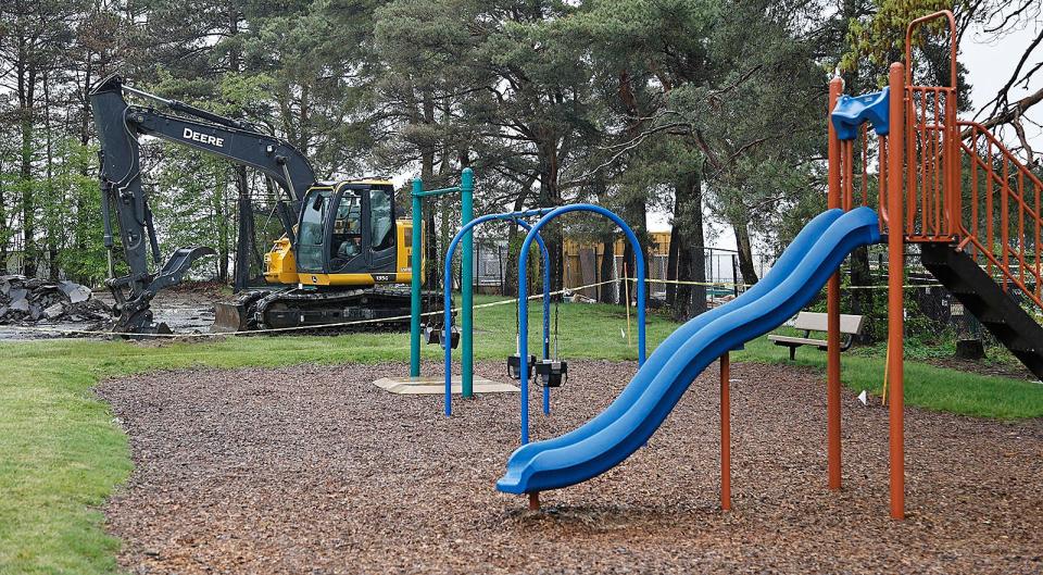 Work on the city owned Furnace Brook Golf Course clubhouse and the adjacent park area on Forbes Hill in Quincy on Thursday May 16, 2024