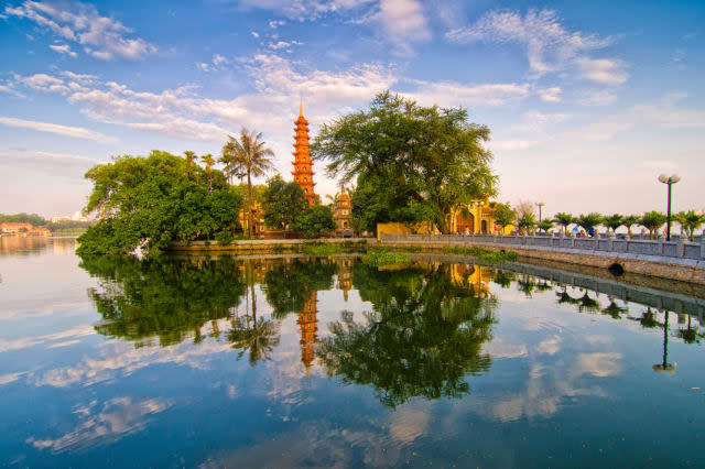 Tran Quoc pagoda in early morning in Hanoi, Vietnam