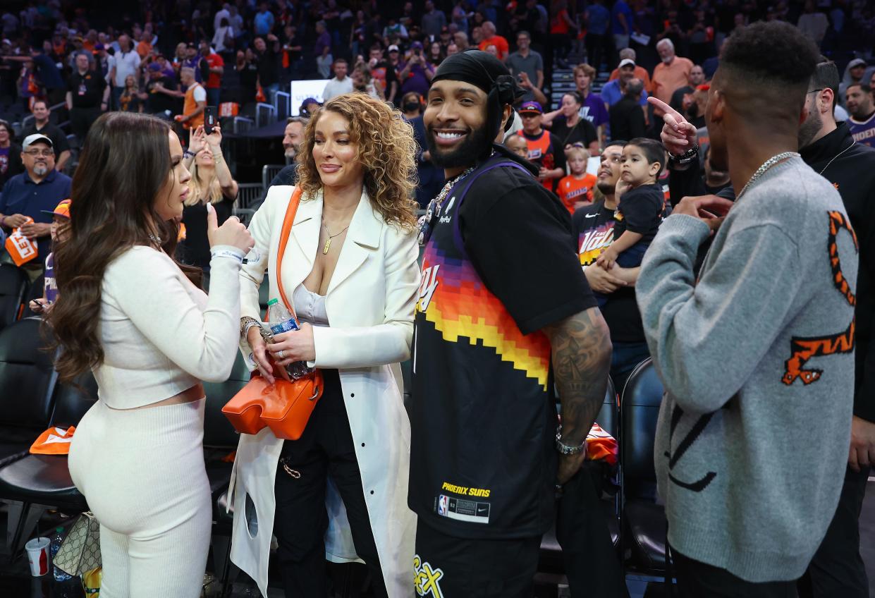 Odell Beckham Jr. attends Game 2 of the Western Conference Second Round NBA Playoffs at Footprint Center on May 04, 2022 in Phoenix, Arizona. The Suns defeated the Mavericks 129-109.