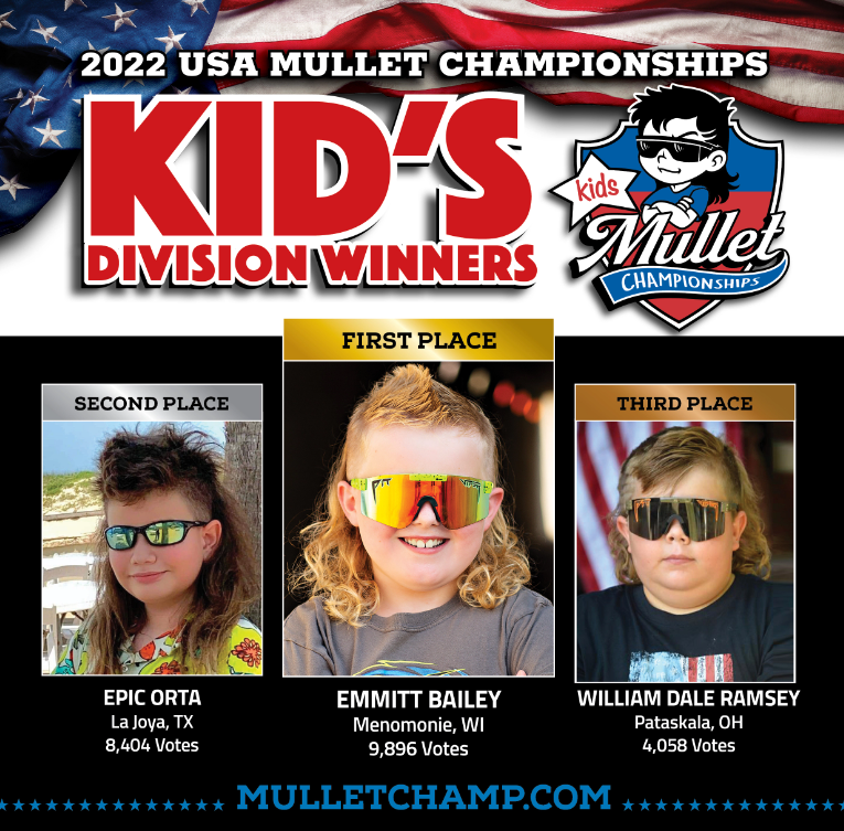 2022 kids division winners of the USA Mullet Championships