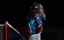 Feb 18, 2019; Denver, CO, USA; Colorado Avalanche goaltender Semyon Varlamov (1) before the game against the Vegas Golden Knights at the Pepsi Center. Mandatory Credit: Ron Chenoy-USA TODAY Sports