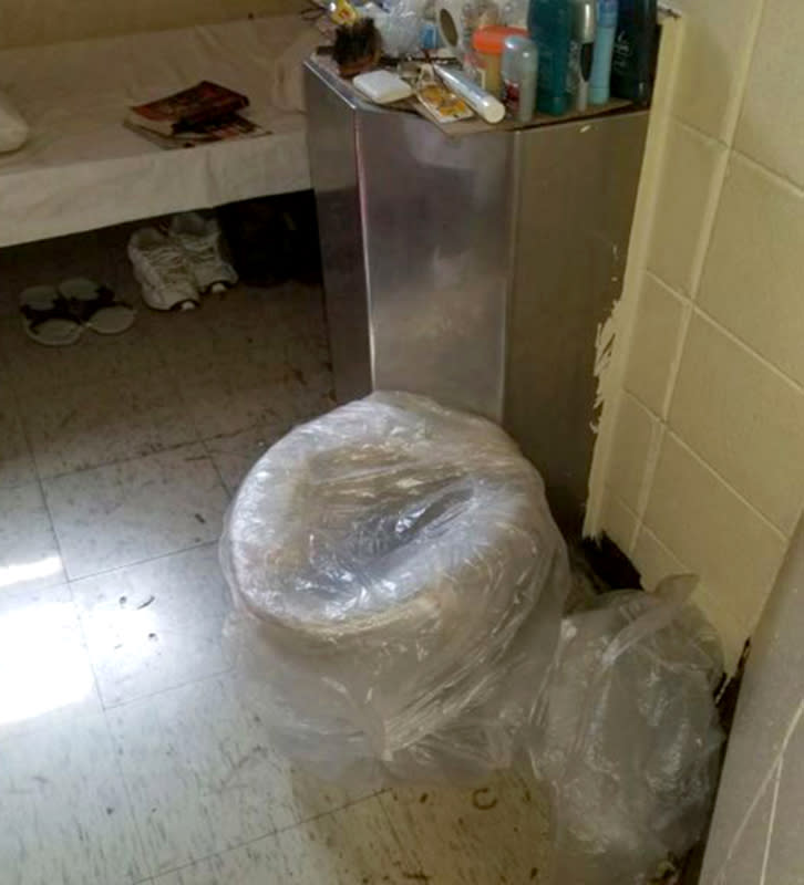 An inoperable toilet inside a cell at Parchman. (Mississippi State Department of Health)